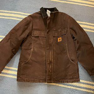 Carhartt Men's Duck Traditional Quilt-Lined Insulated Coat Brown